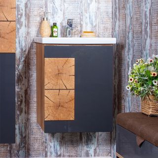 Тумба под раковину Бриклаер Форест 4627125414640 50 см дуб золотой/антрацит